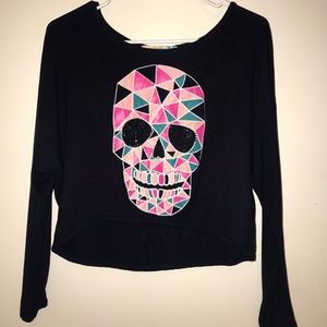Skull Long sleeve cropped tee